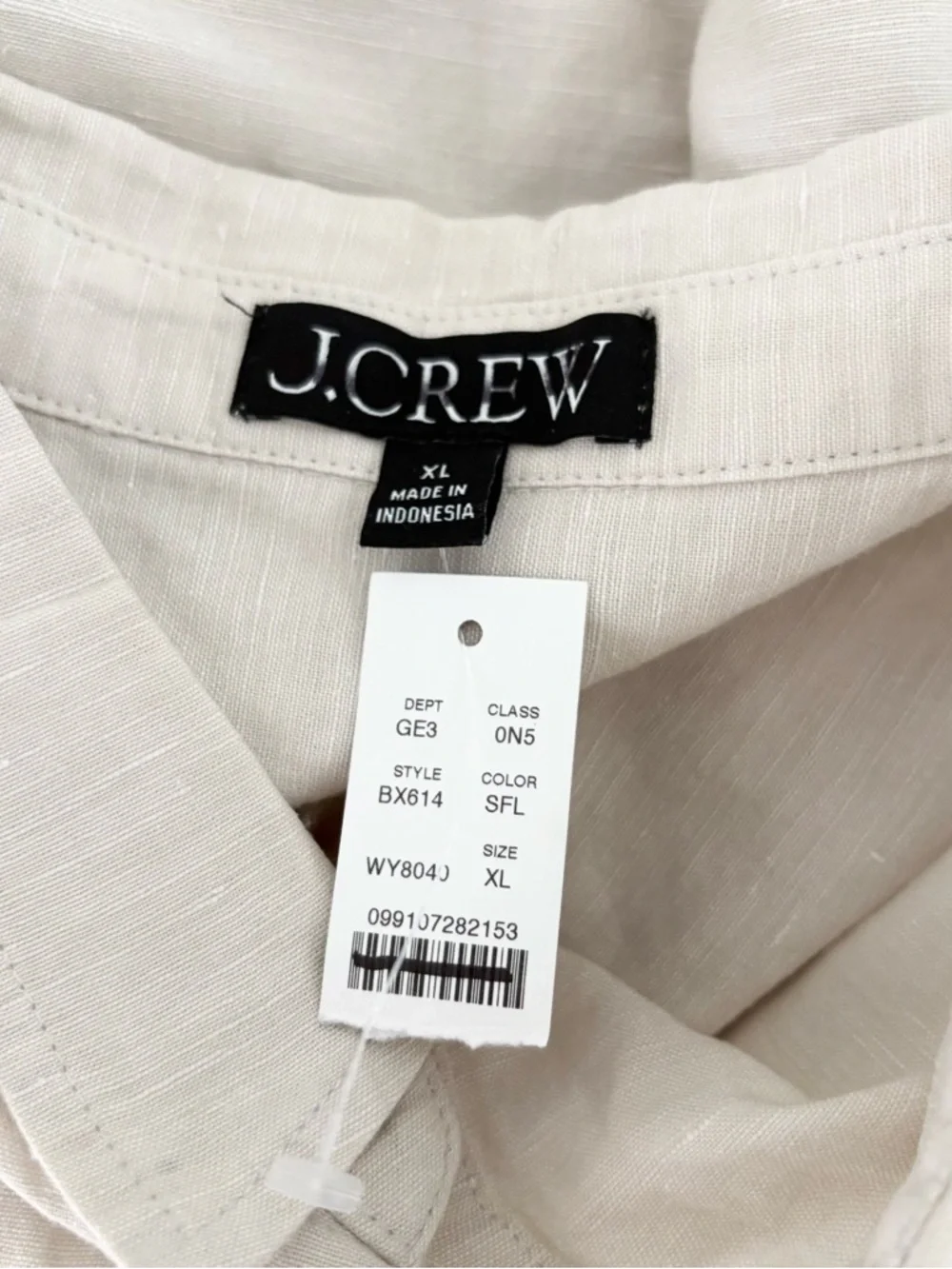 NWT J. Crew Relaxed-fit Beach Shirt Linen-Cotton Blend Sheer Flax